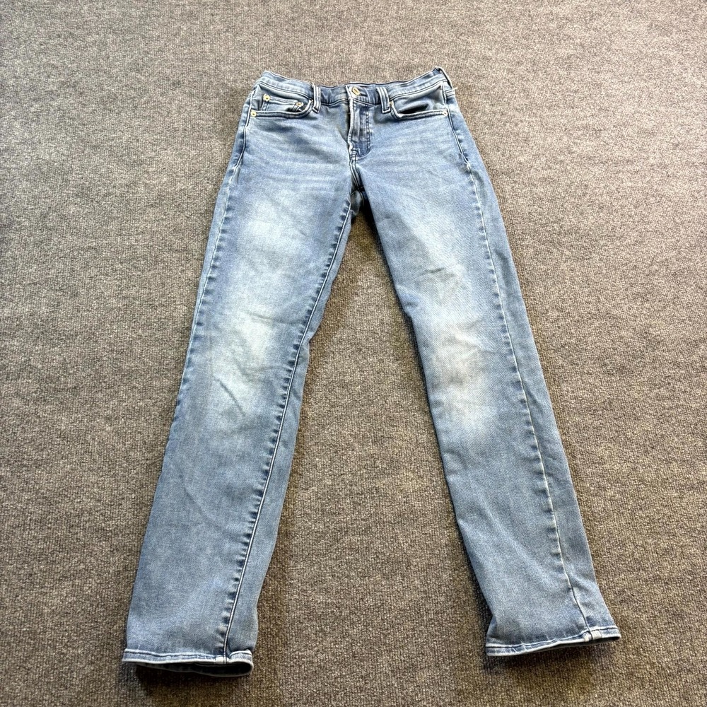Lucky Brand Straight Jeans Womens 6/28R Blue Cotton Denim Faded Stretch Low Rise